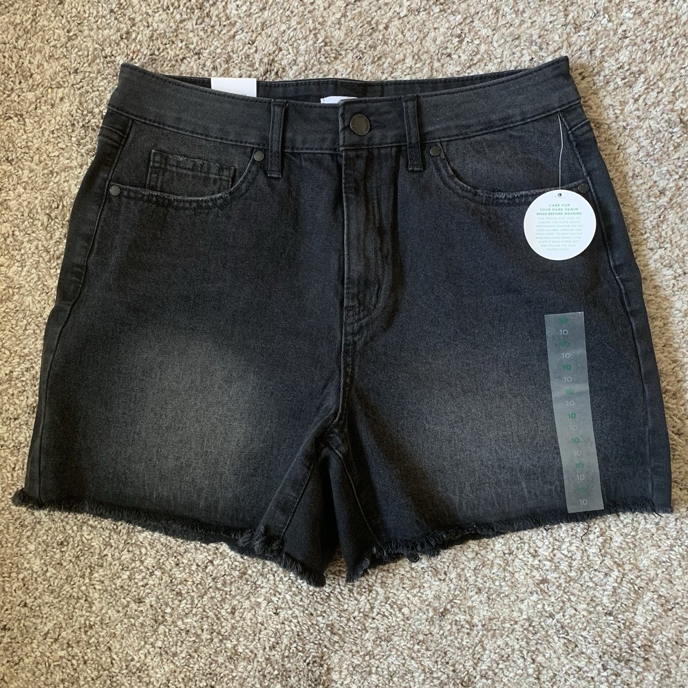 Jean Shorts Womens Size 10 Black High Rise NWT